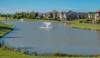 pond with fountain aeration