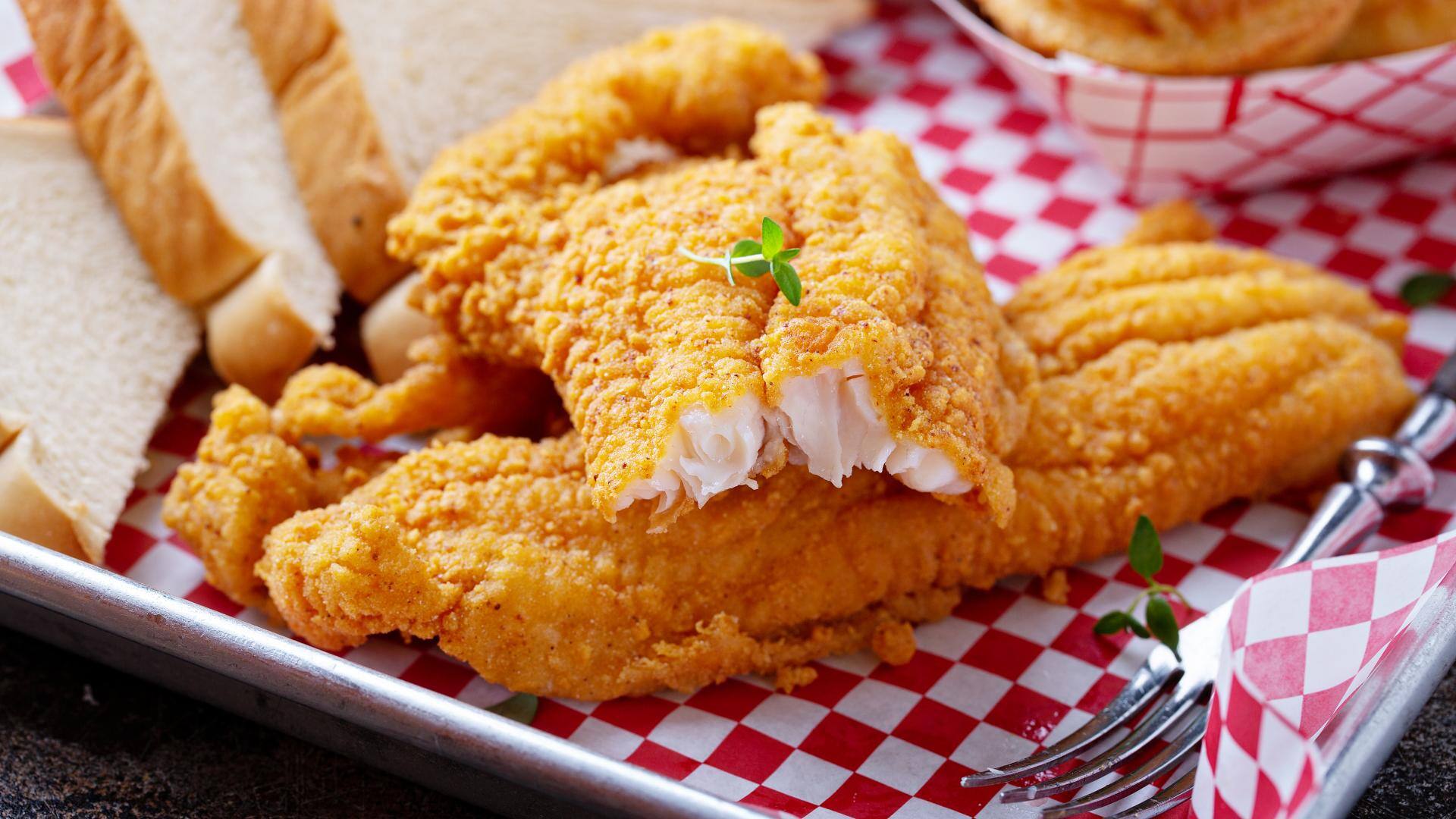 Fried catfish, freshly caught from a pond